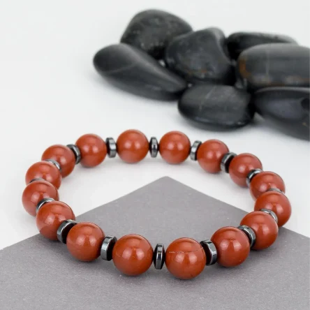 Браслет из натуральной яшмы и гематита