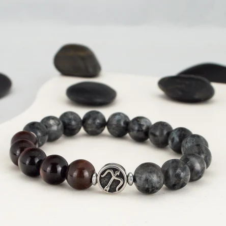 Браслет зодиак Стрелец из тигрового глаза и лабрадорита