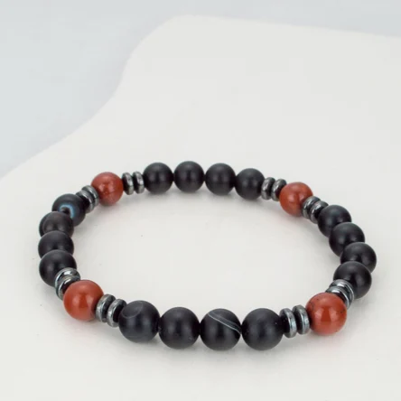 Браслет из агата, яшмы и гематита