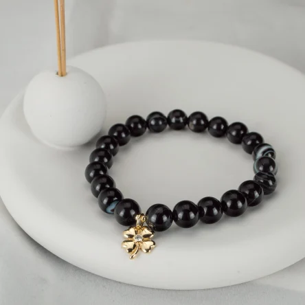 Браслет из натурального черного агата