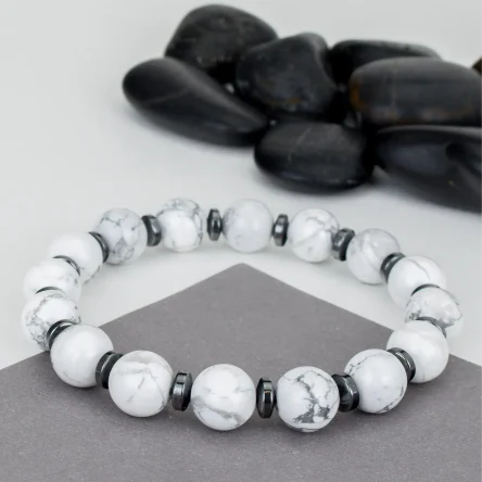 Браслет из натурального кахолонга и гематита