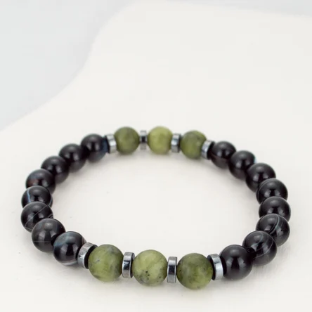 Браслет из агата и нефрита